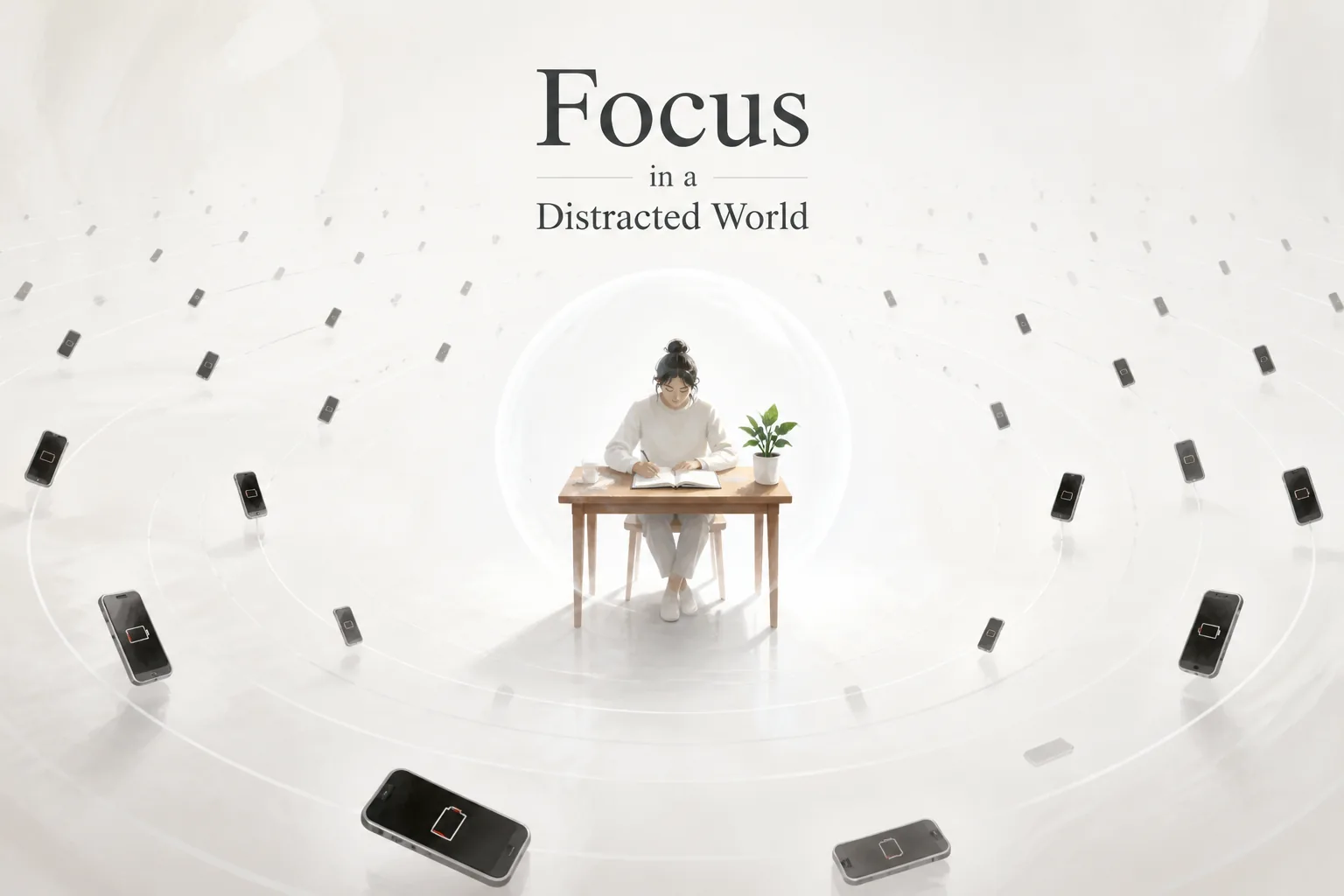 Book summary cover artwork on focus and deep work